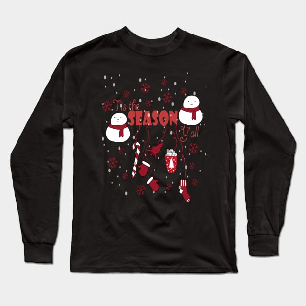 Tis the Season New Year Snowman tree Vibes coffee Love Cute Holiday Gift Long Sleeve T-Shirt by Day81